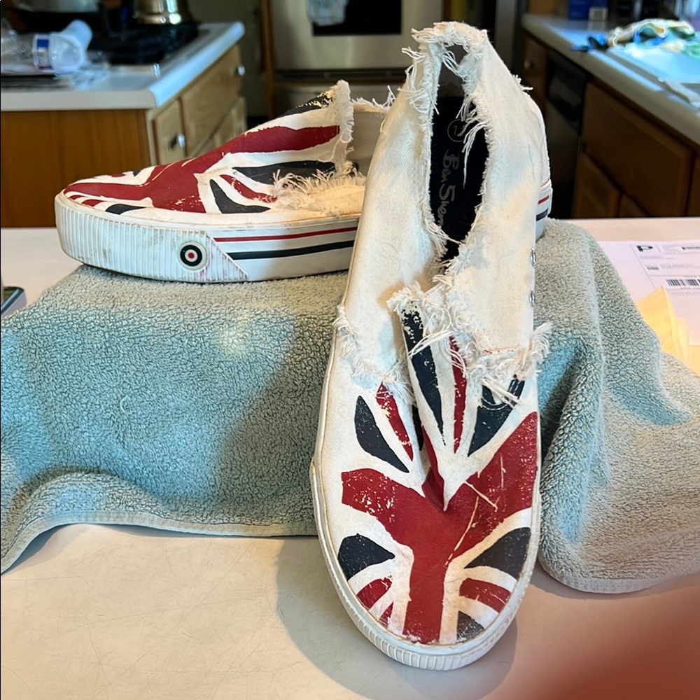Ben Sherman Red and White Slip-On Loafers